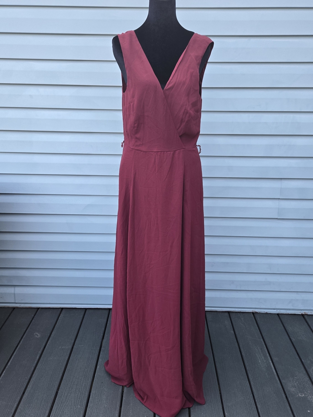 ModCloth Womens 10 Burgundy Maxi Dress V-Neck Surplice Evening Formal Pockets